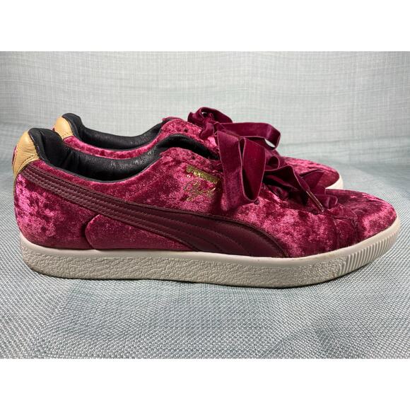 Puma Clyde Extra Butter Kings Of New York Mens sz 13 Burgundy Crushed Velvet main image 10
